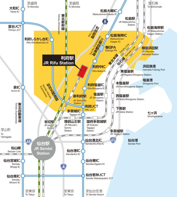 交通アクセスの地図