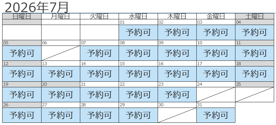 7月予約状況