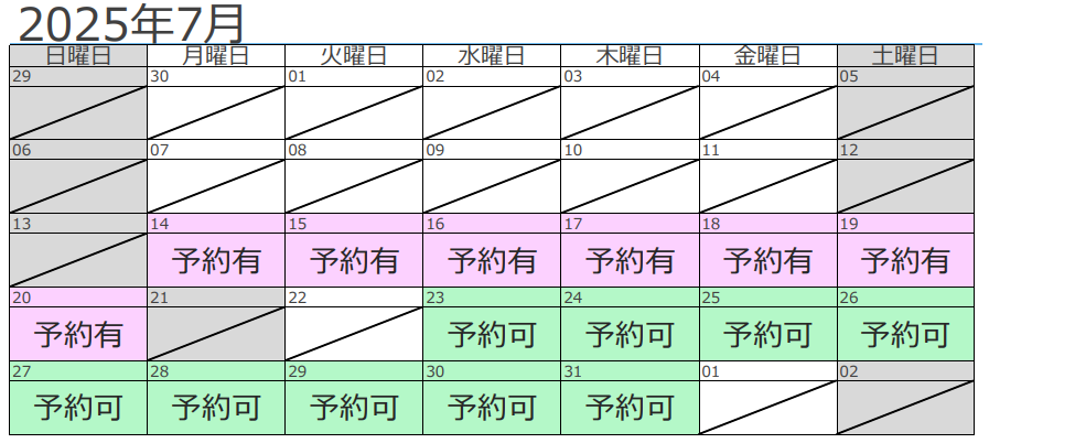 7月予約状況