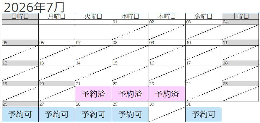 7月予約状況