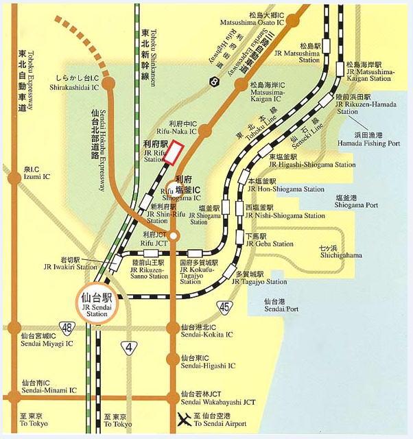 仙台駅周辺の交通路線図